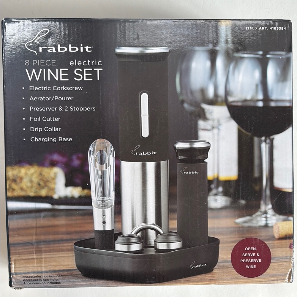 Sleek Black and Silver Bar Accessories Electric Wine Opener Set